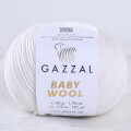 Gazzal Baby Wool Knitting Yarn, White - 801