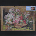 Orchidea 50x70 cm Francois Rivoire Basket Of Roses And Hydrangeas On A Mossy Bank Printed Gobelin 32