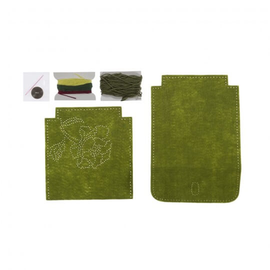 Kleiber Yeşil Çiçekli Omuz Tipi Keçe Çanta Kiti - 931-36