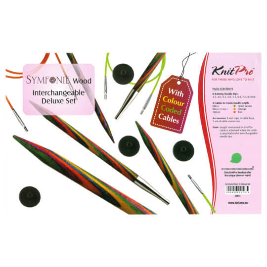 KnitPro Symfonie Deluxe Ahşap Değiştirilebilir Misinalı Şiş Seti - 20613