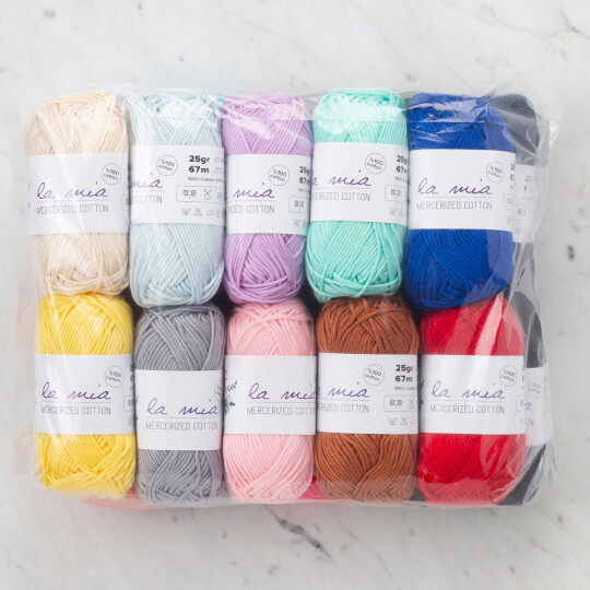 La Mia Mini Mercerized Cotton 20 Skeins Yarn Assorted Colors Hobiumyarns