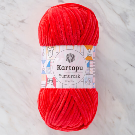 Watery Pitfalls fiber Kartopu Yumurcak Velvet Knitting Yarn, Red - YMD0008 - Hobiumyarns