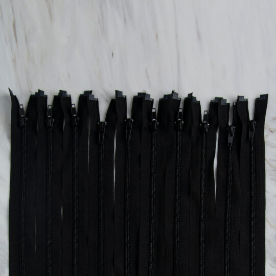 Loren 10 adet 35 Cm Siyah Separe Naylon Fermuar