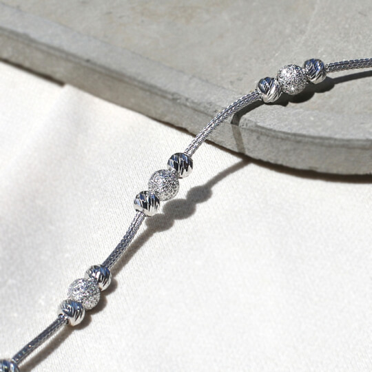 Clotho 925-Carat Silver Dorika Beads Silver Bracelet - Hobiumyarns