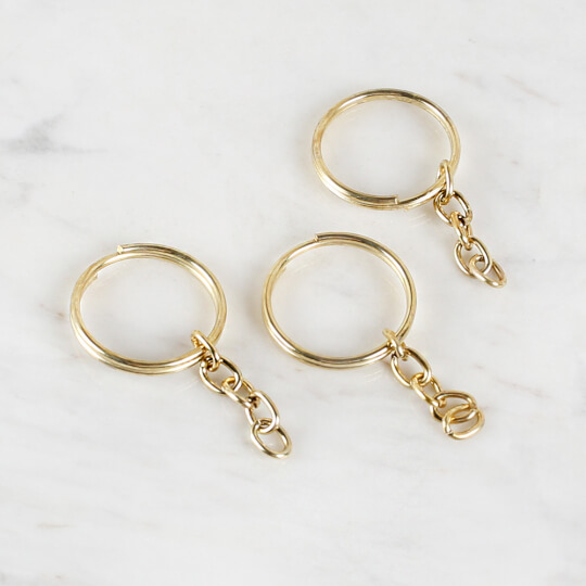 Loren Crafts 2 cm Key Ring with Chain in 50, Gold - 731