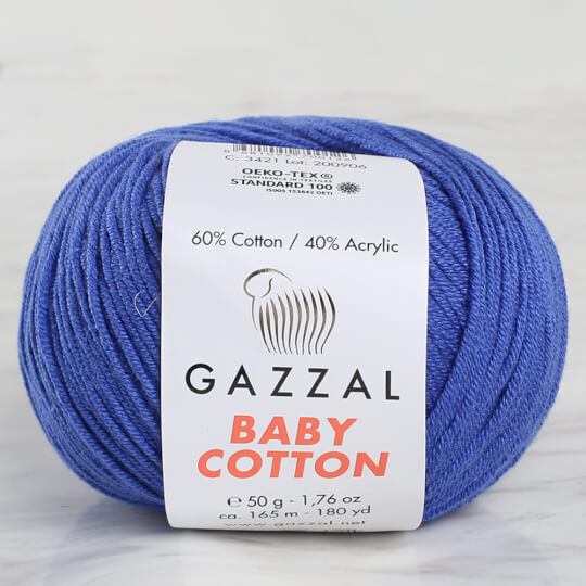 Gazzal Baby Cotton Saks Mavi Bebek Yünü - 3421