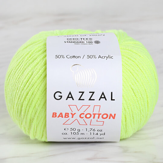 Gazzal Baby Cotton XL Fosforlu Sarı Bebek Yünü - 3462XL