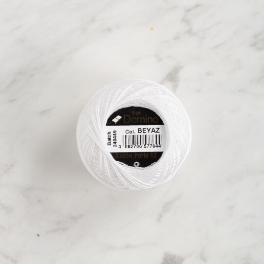 Domino Koton Perle 5gr beyaz No:12 Nakış İpliği - 4590012-beyaz