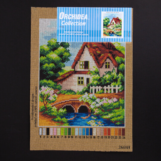 ORCHİDEA 24 x 30 cm Nehir Kenarındaki Ev Baskılı Goblen 2688H