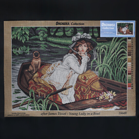 Orchidea 50x70 cm James Tissot - Young Lady İn A Boat Baskılı Goblen 2864R