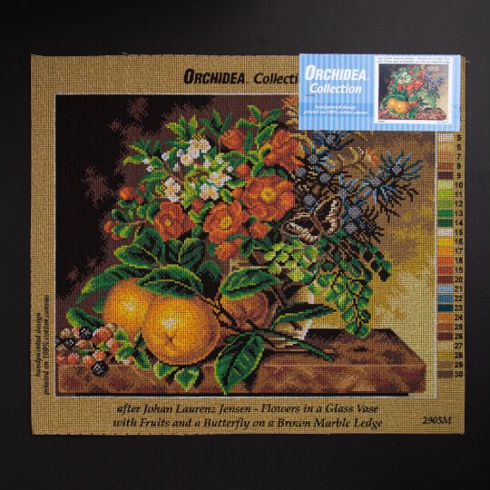 ORCHİDEA 40 x 50 cm Cam Vazodaki Çiçekler Baskılı Goblen 2905M 