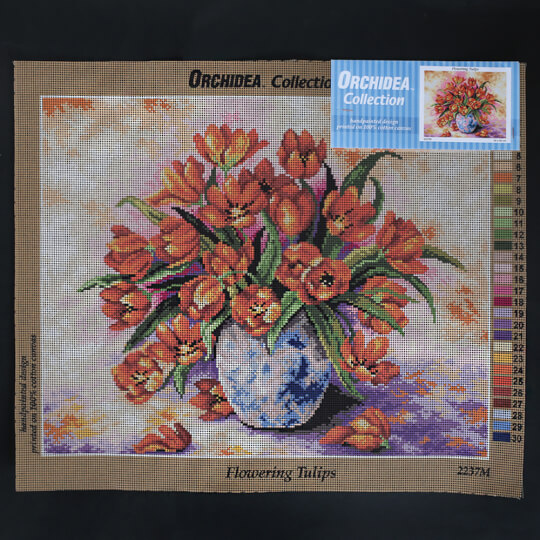 Orchidea 40x50 cm Flowering Tulips Baskılı Goblen 2237M