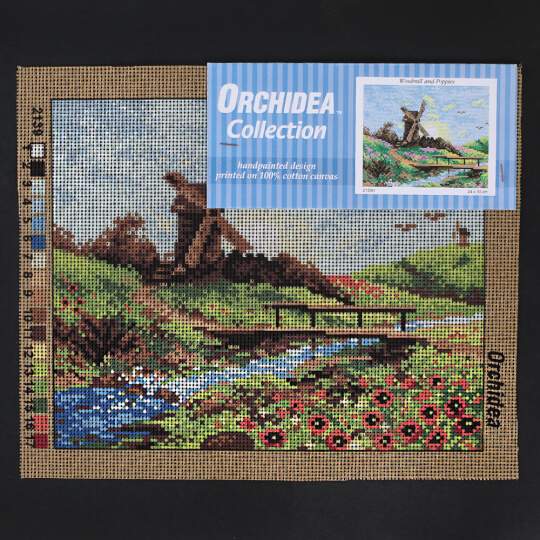 Orchidea 24x30 cm Windmill And Poppies Baskılı Goblen 2139H