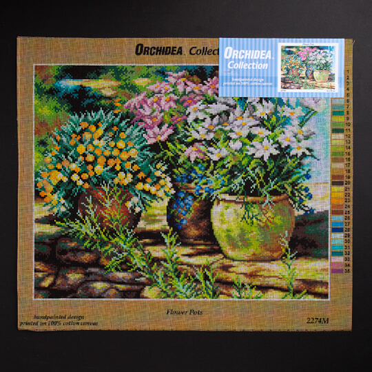 ORCHİDEA 40 x 50 cm Saksıdaki Çiçekler Baskılı Goblen 2274M 
