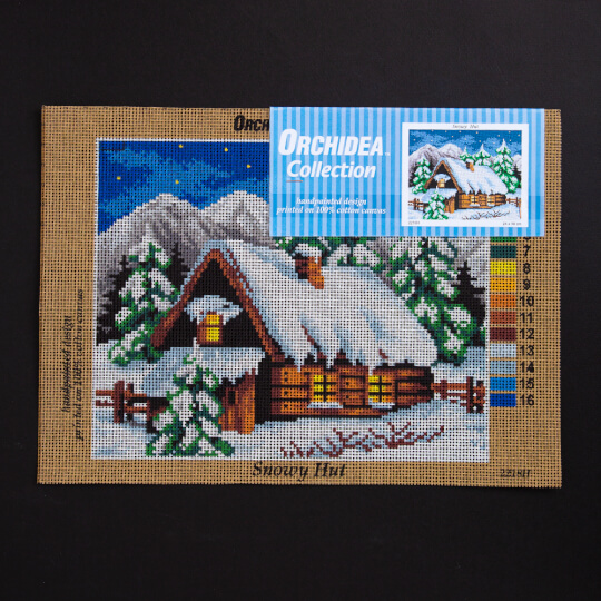 ORCHİDEA 24 x 30 cm Karlı Ev Baskılı Goblen 2218H