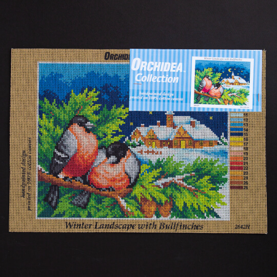 ORCHİDEA 24 x 30 cm Kuş Çifti Kış Baskılı Goblen 2642H 