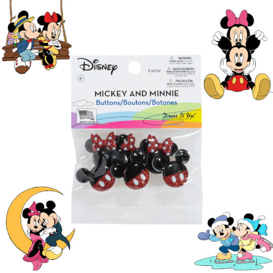 Dress It Up Mickey and Minnie Dekoratif Düğme - 7718