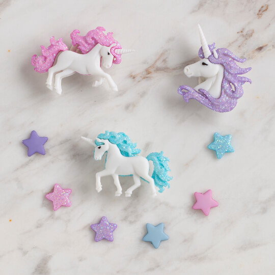 Baby Horse Pony Fantasy Glitter Hearts Dress It Up Craft Buttons UNICORN LOVE 