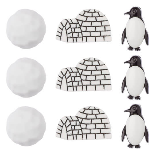 Buttons & Galore Penguen ve Kar Dekoratif Düğme - 4270