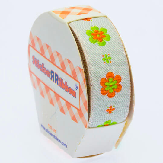 Sticker Ribbon Yeşil Çiçek Baskılı Yapışkan Kurdele - SR-1690-V1