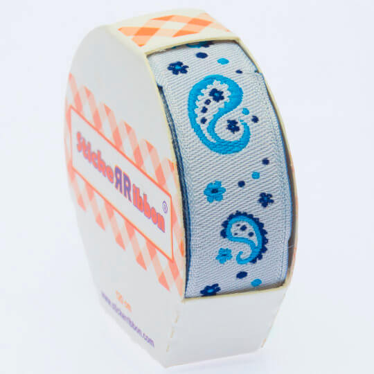 Sticker Ribbon Mavi Motif Baskılı Yapışkan Kurdele - SR-1691-V1