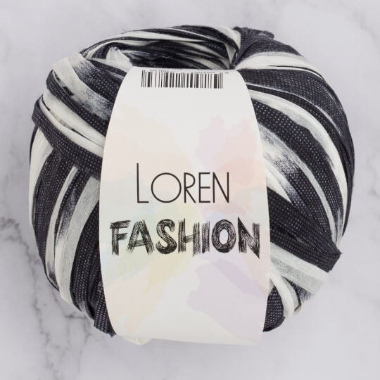 Loren Fashion Siyah Beyaz Rafya Şerit İp - R072