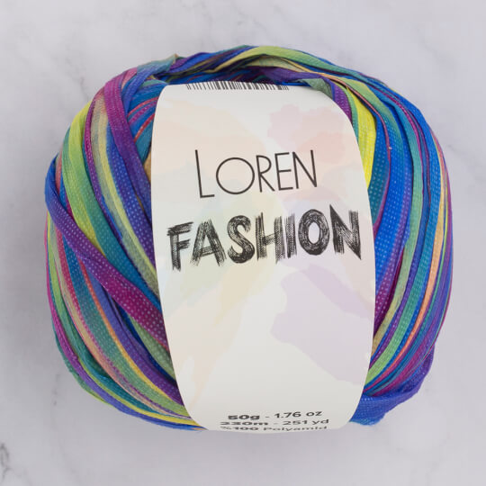Loren Fashion Koyu Gökkuşağı Rafya Şerit İp - R076