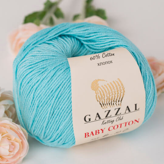 Gazzal Baby Cotton Knitting Yarn, Blue 3451 Hobiumyarns