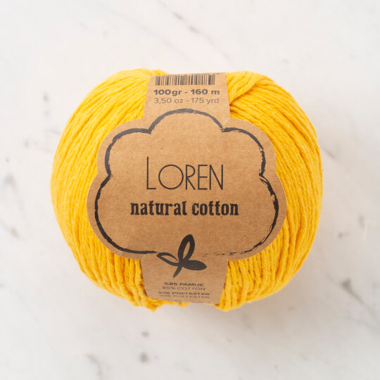Loren Natural Cotton Hardal Sarı El Örgü İpi - R002