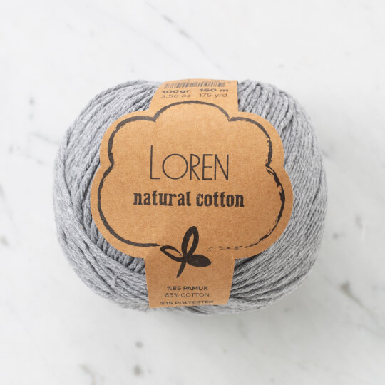 Loren Natural Cotton Gri El Örgü İpi - R079