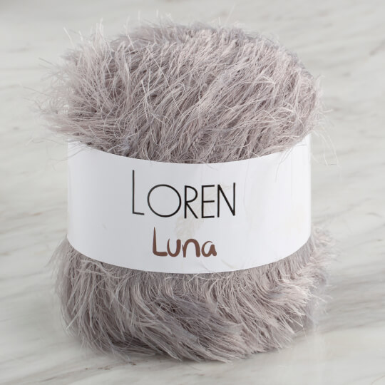 Loren Luna Eyelash Yarn, Light Grey - R080 - Hobiumyarns