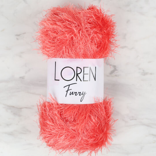 Loren Furry Knitting Yarn, Vermillion - RF017