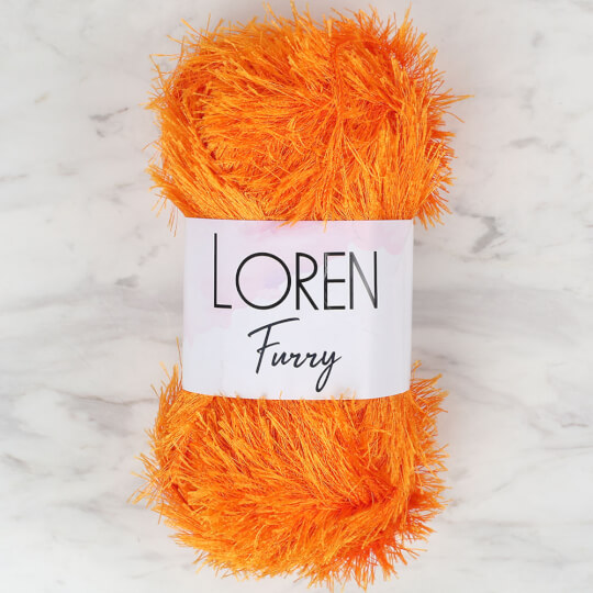 Loren Furry Knitting Yarn, Orange - RF103 - Hobiumyarns