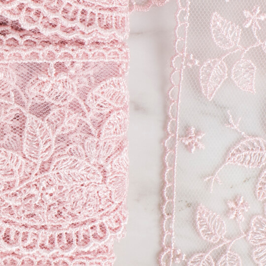 Önel Lace Ribbon, 3,5 cm, Powder Pink, Rose Patterned - 1618