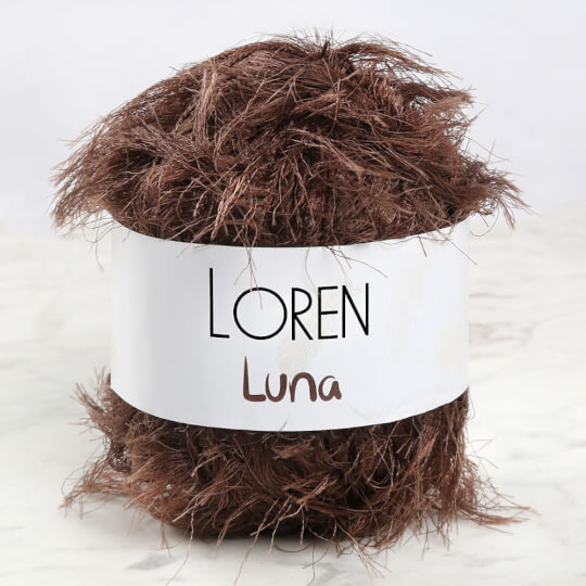 Loren Luna Eyelash Yarn, Brown - R035 - Hobiumyarns