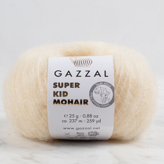 Gazzal Super Kid Mohair  Gr Knitting Yarn, Cream