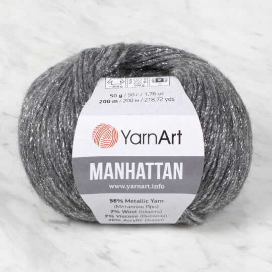 Yarnart Manhattan - Glittery Strickgarn Black-Silver Glittery - 915