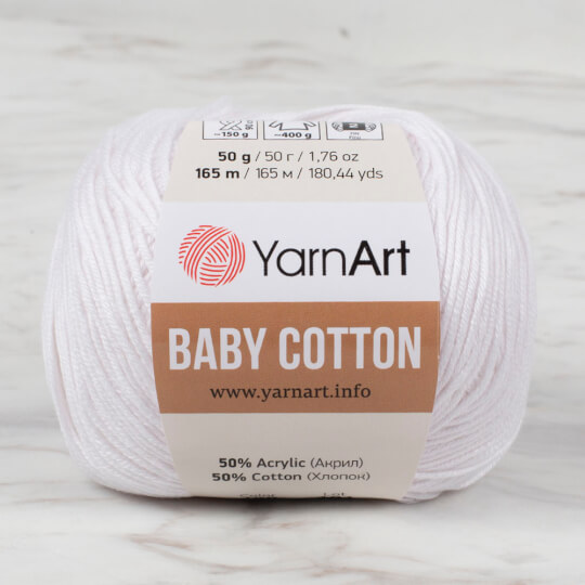 YarnArt Baby Cotton Beyaz El Örgü İpi - 400