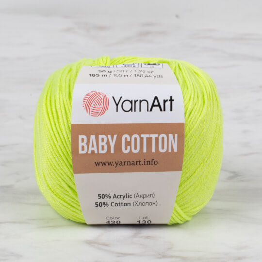 YarnArt Baby Cotton Neon Sarı El Örgü İpi - 430