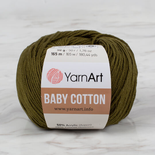 YarnArt Baby Cotton Asker Yeşil El Örgü İpi - 443