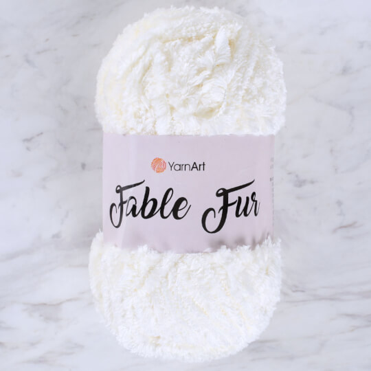 YarnArt Fable Fur Yarn- White - 965 - Hobiumyarns