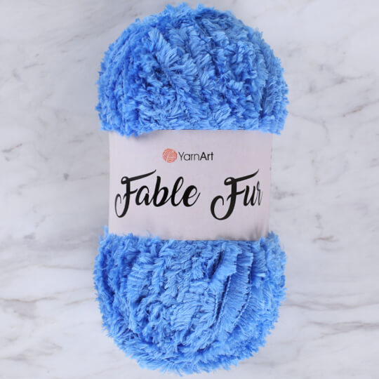 YarnArt Fable Fur Yarn- Blue - 974 - Hobiumyarns