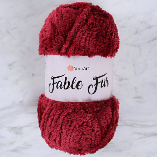 YarnArt Fable Fur Yarn- Burgundy - 981 - Hobiumyarns