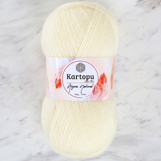 Kartopu Angora Natural Knitting Yarn,Cream - K025 - Hobiumyarns