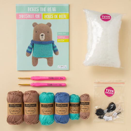 Tuva Crochet Amigurumi Kit, Boris the Bear - CAK01 - Hobiumyarns