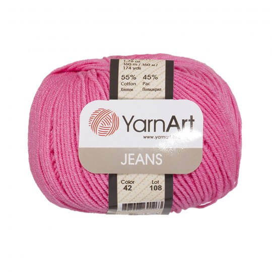 YarnArt Jeans Knitting Yarn, Pink 42 Hobiumyarns