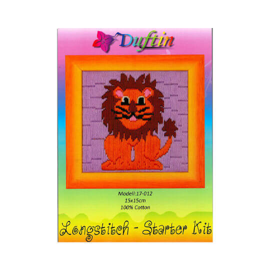Duftin 15x15 cm Aslan Desenli Uzun İşleme Nakış Kiti
