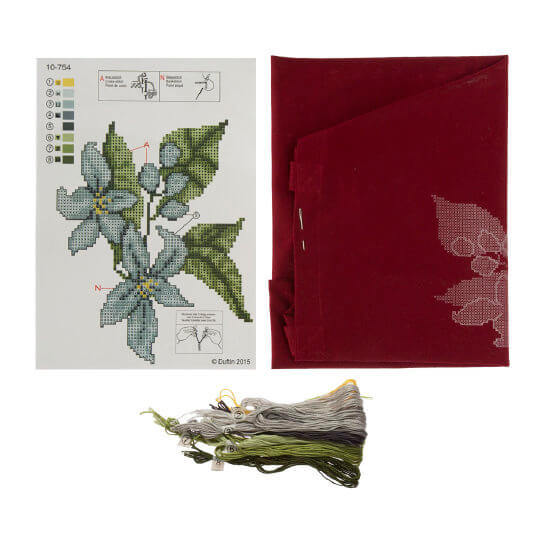 Duftin 38x42 Cm Çiçek Desenli Bordo Bez Çanta Etamin Kiti - 10754-aa0000
