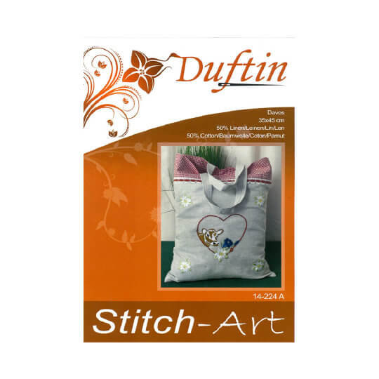 Duftin 35x45 cm İnek Desenli Keten Bez Çanta Etamin Kiti - 14224A