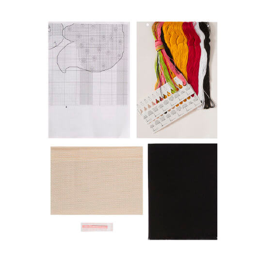 Permin 40x35 cm Kırmızı Sarı Tilki Desenli Yastık Etamin Kiti - 834324